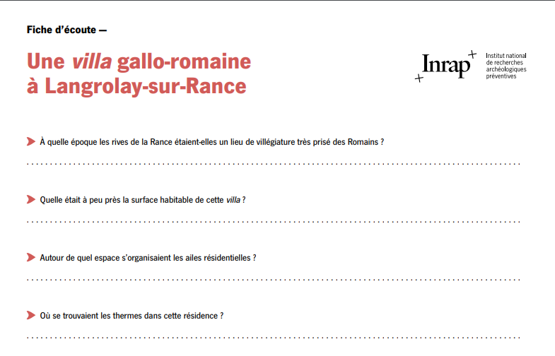 Fiche d’écoute : Une villa gallo-romaine à Langrolay-sur-Rance (Côtes d’Armor)